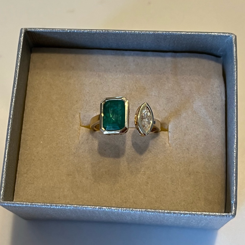 14KT Yellow Gold Diamond and Emerald Ring